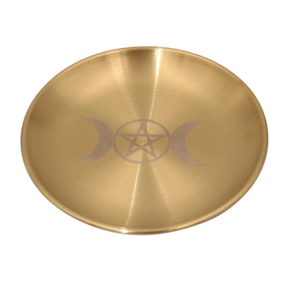 Amitofo Offering Bowl Prayer Ritual Plate Great for Altar use Ritual use Incense Burner smudging Bowl Decoration Bowl offering Bowl (Triple Moon)
