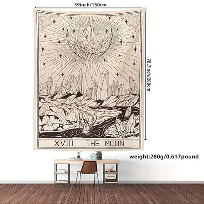 Tarot Moon Print Tapestry for Mystical Home Decor