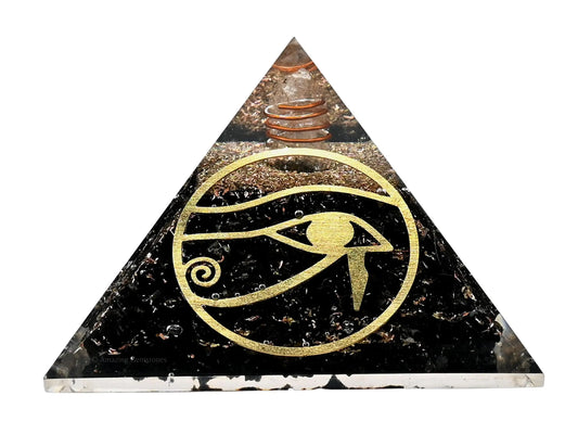 Amazing Gemstone Large Orgone Pyramid | Black Tourmaline Pyramid Crystal | Eye of Ra Orgonite Pyramid | Organ Pyramids Positive Energy Healing