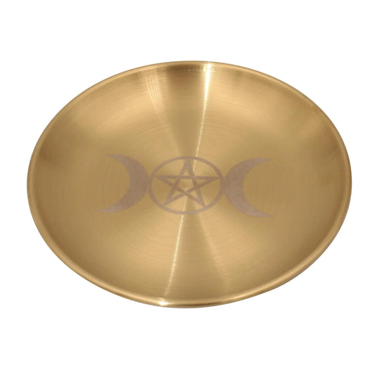 Amitofo Offering Bowl Prayer Ritual Plate Great for Altar use Ritual use Incense Burner smudging Bowl Decoration Bowl offering Bowl (Triple Moon)