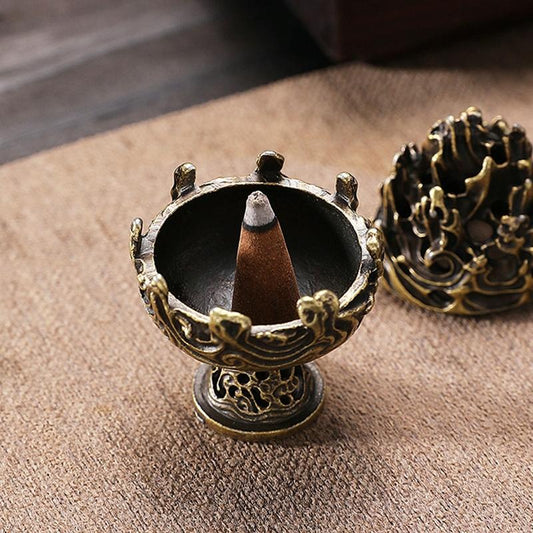 NNEIDS Small Vintage Copper Incense Burner - Bronze Ornament-0