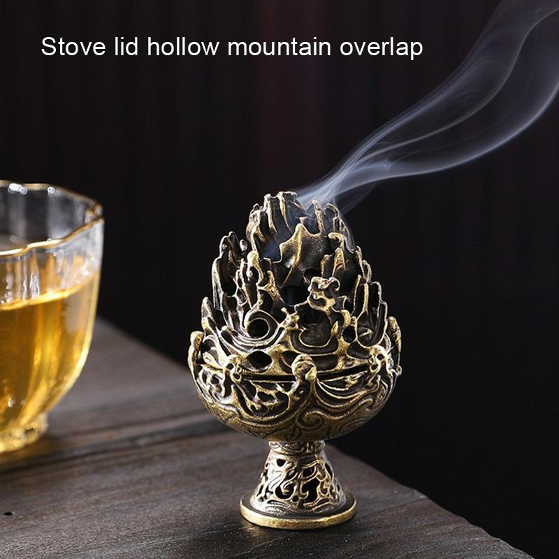 NNEIDS Small Vintage Copper Incense Burner - Bronze Ornament-3