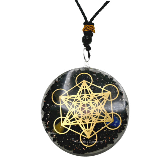Amazing Gemstone Orgone Pendant with Shungite Crystal and Metatron Cube - Natural Healing Pendant Necklace for Women Men