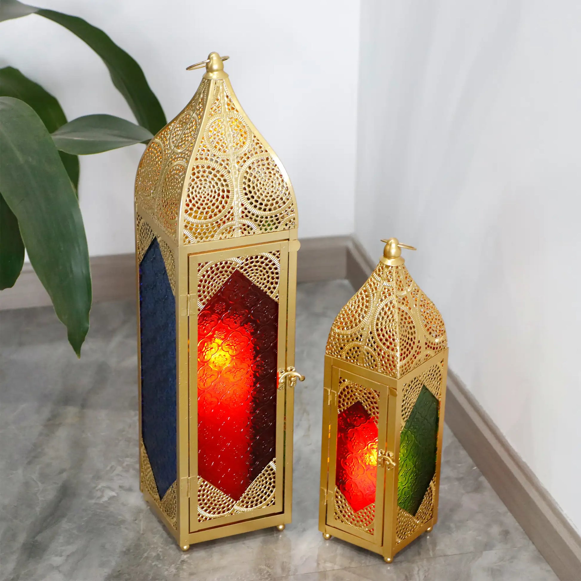Set of 2 Moroccan Candle Lanterns Candle Holder-0
