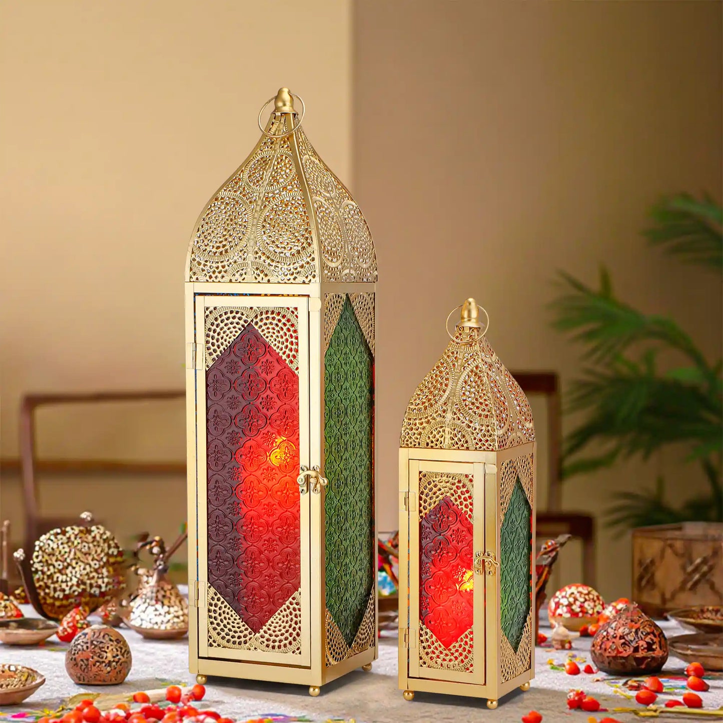 Set of 2 Moroccan Candle Lanterns Candle Holder-1