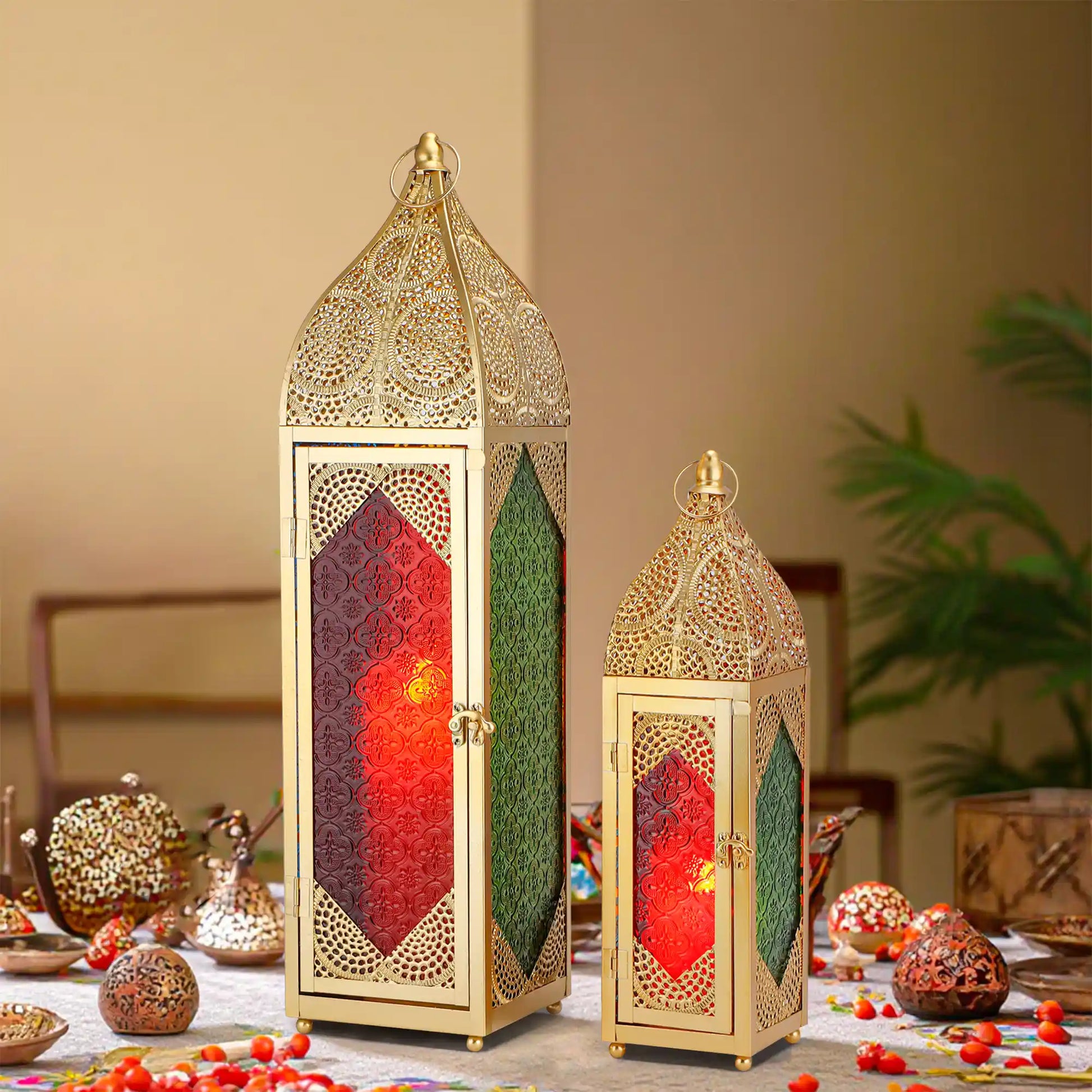 Set of 2 Moroccan Candle Lanterns Candle Holder-1
