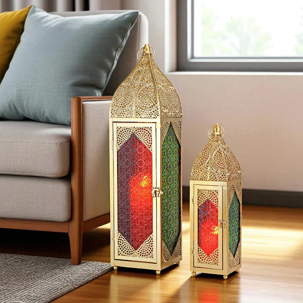 Set of 2 Moroccan Candle Lanterns Candle Holder-2