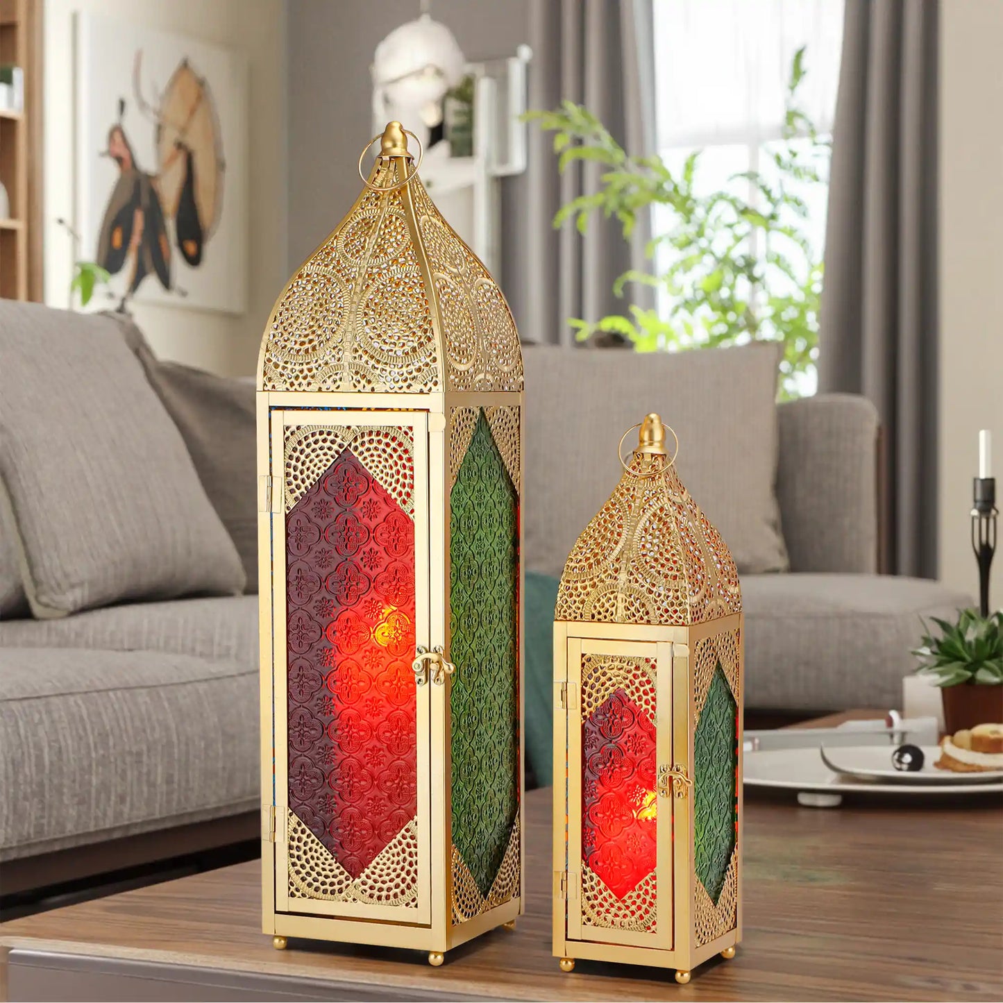 Set of 2 Moroccan Candle Lanterns Candle Holder-3