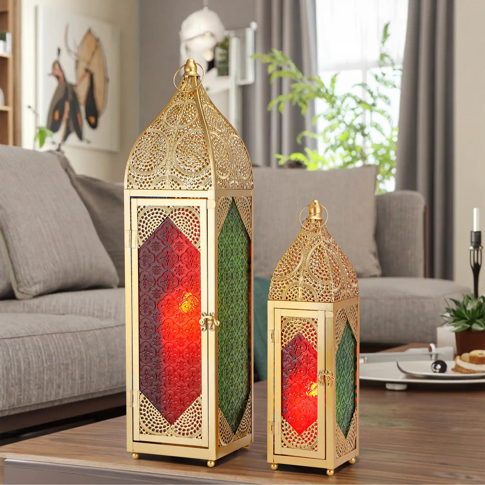 Set of 2 Moroccan Candle Lanterns Candle Holder-3